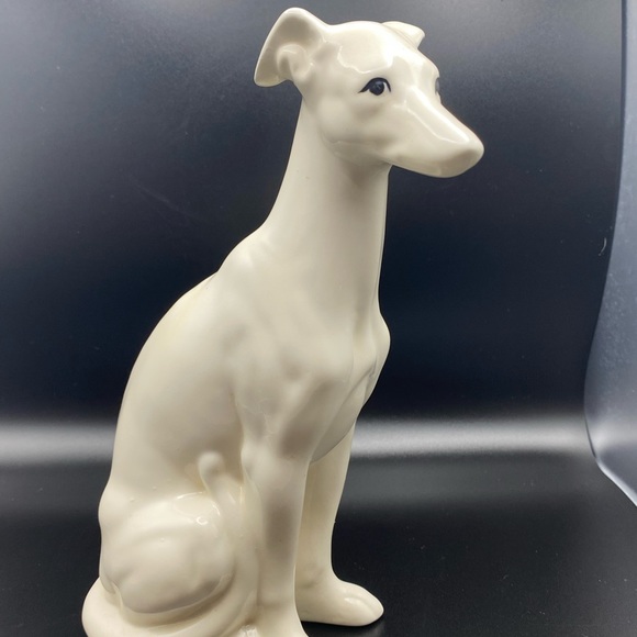 Accents Whippet Dog Figurine White Ceramic Sitting Greyhound Dog